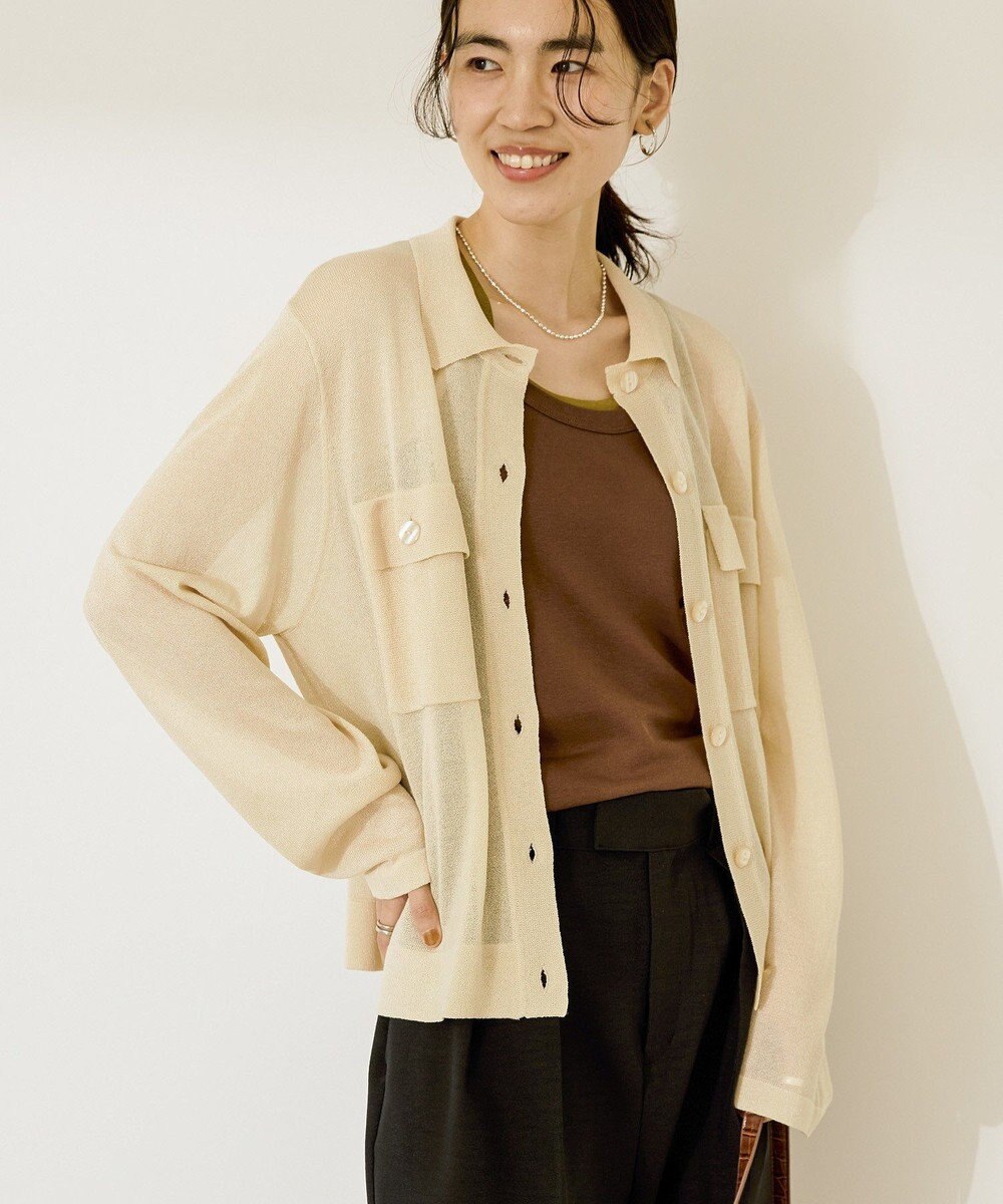 AMERICAN HOLIC シアー襟付きカーディガン 