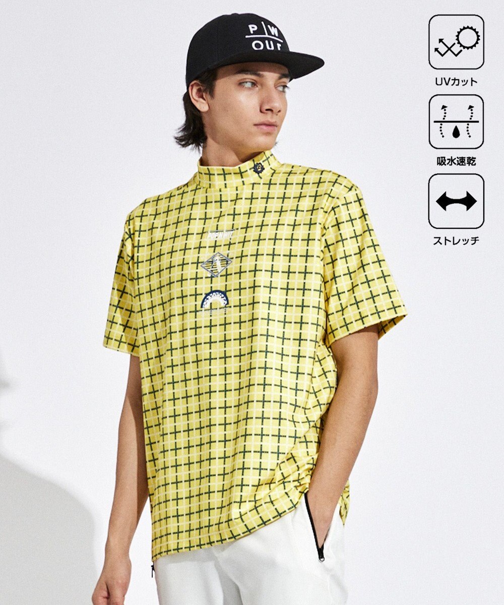 PW CIRCULUS 【UVカット / 吸水速乾 / 伸縮性抜群】【MEN】ＰＷロゴ＆チェックモックT 