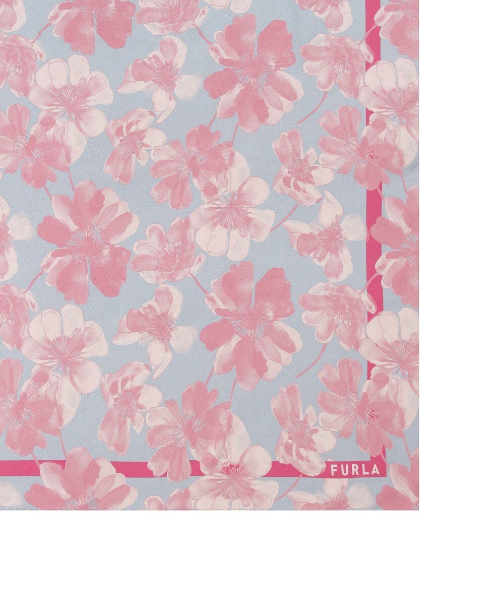 MOONBAT 【シルク100%】FURLA (フルラ) 花柄 シルクプリントスカーフ 65cm×65cm  UV対策 手洗い可能 