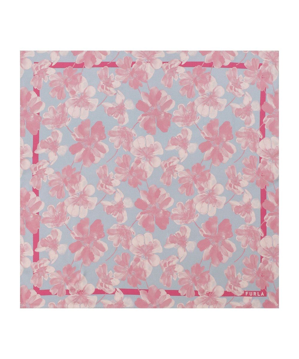 MOONBAT 【シルク100%】FURLA (フルラ) 花柄 シルクプリントスカーフ 65cm×65cm  UV対策 手洗い可能 