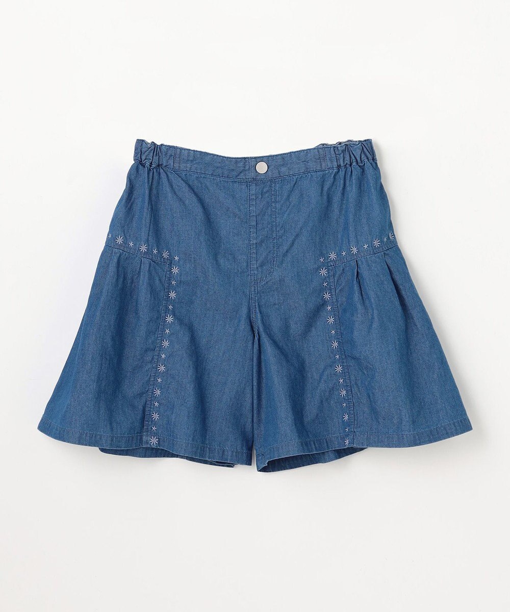 組曲 KIDS 【150-160㎝】 ブルーフラワーデニムキュロット 