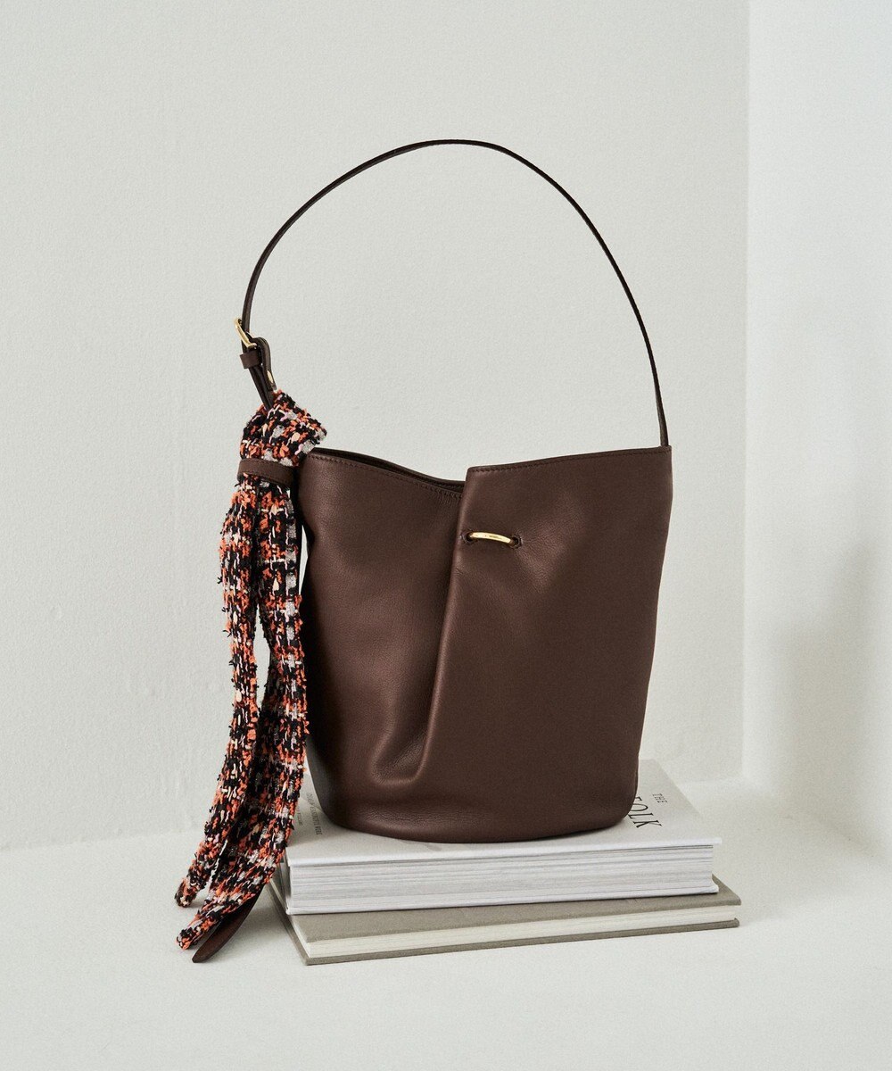 russet ツイードスカーフ付きレザー2WAYショルダーバッグ(CE-1632) 