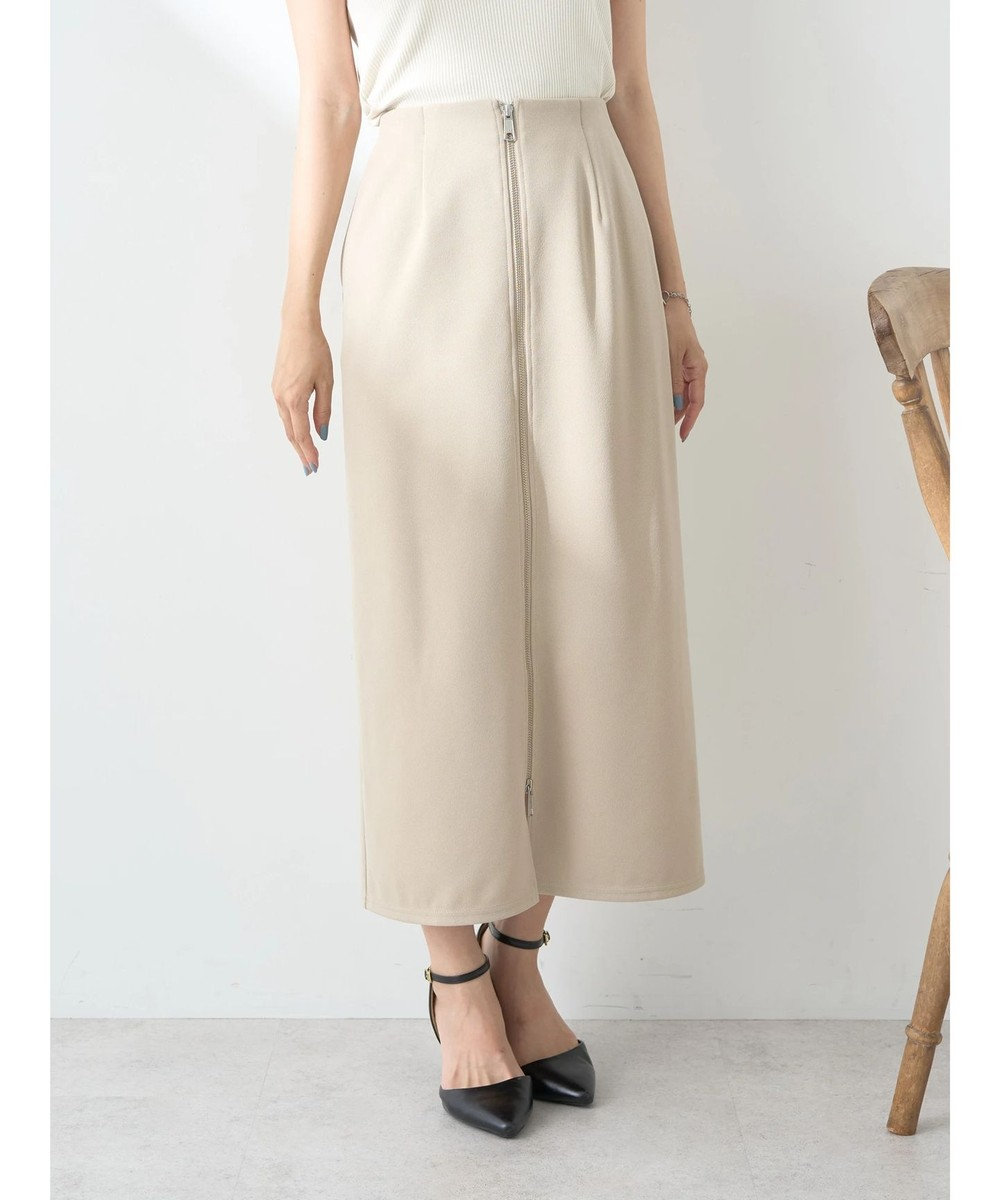 earth music&ecology Ｚｉｐスカート Light Beige