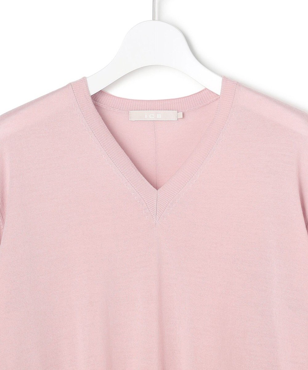 ICB L 【洗える】コンパクトファインウール Vネックニット 
