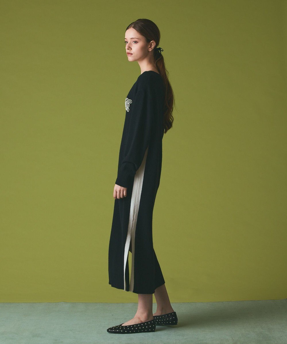 GRACE CONTINENTAL ライン配色ニットワンピース 