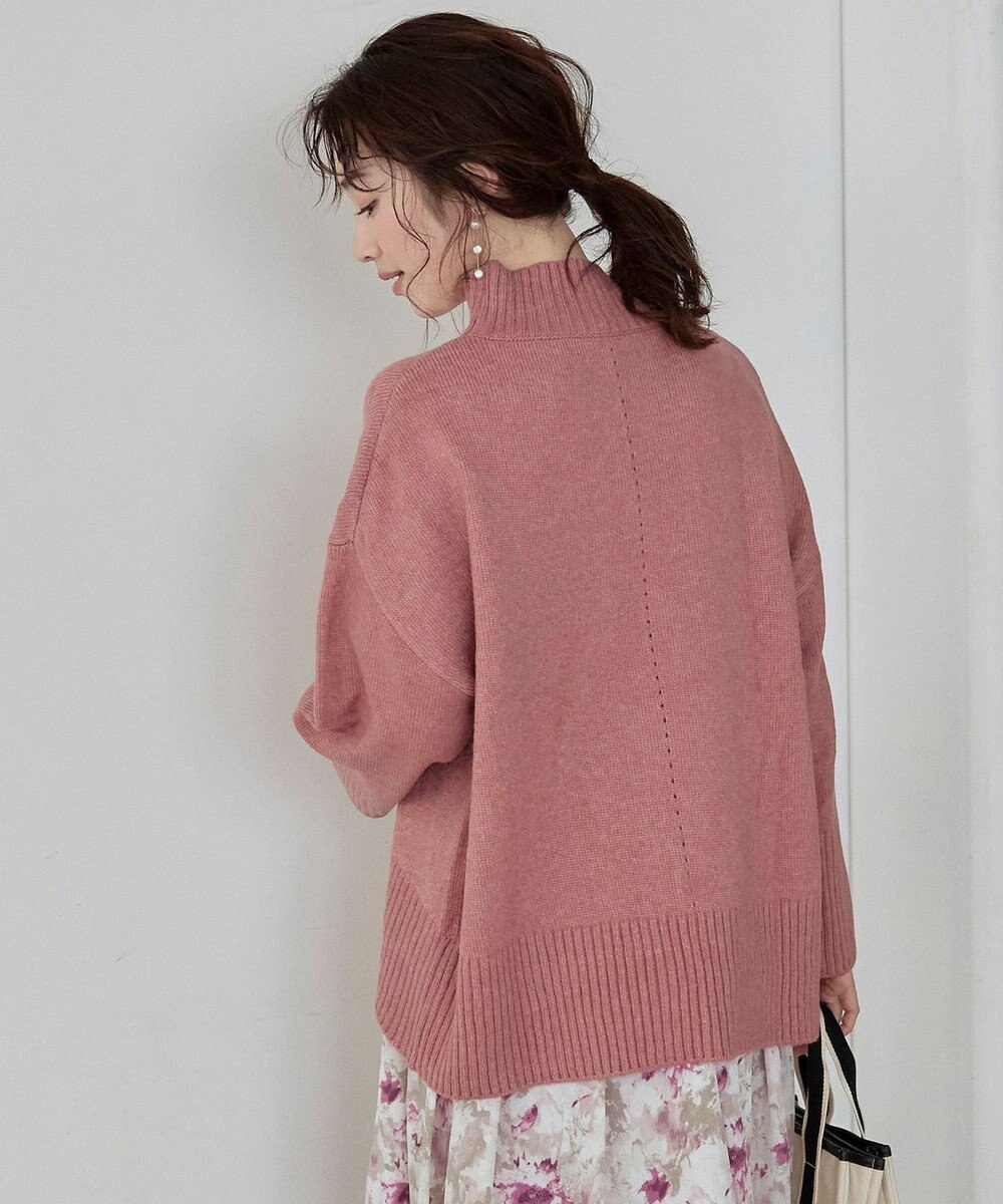 Tiaclasse L 【洗える】モックネックポインテルニットトップス 