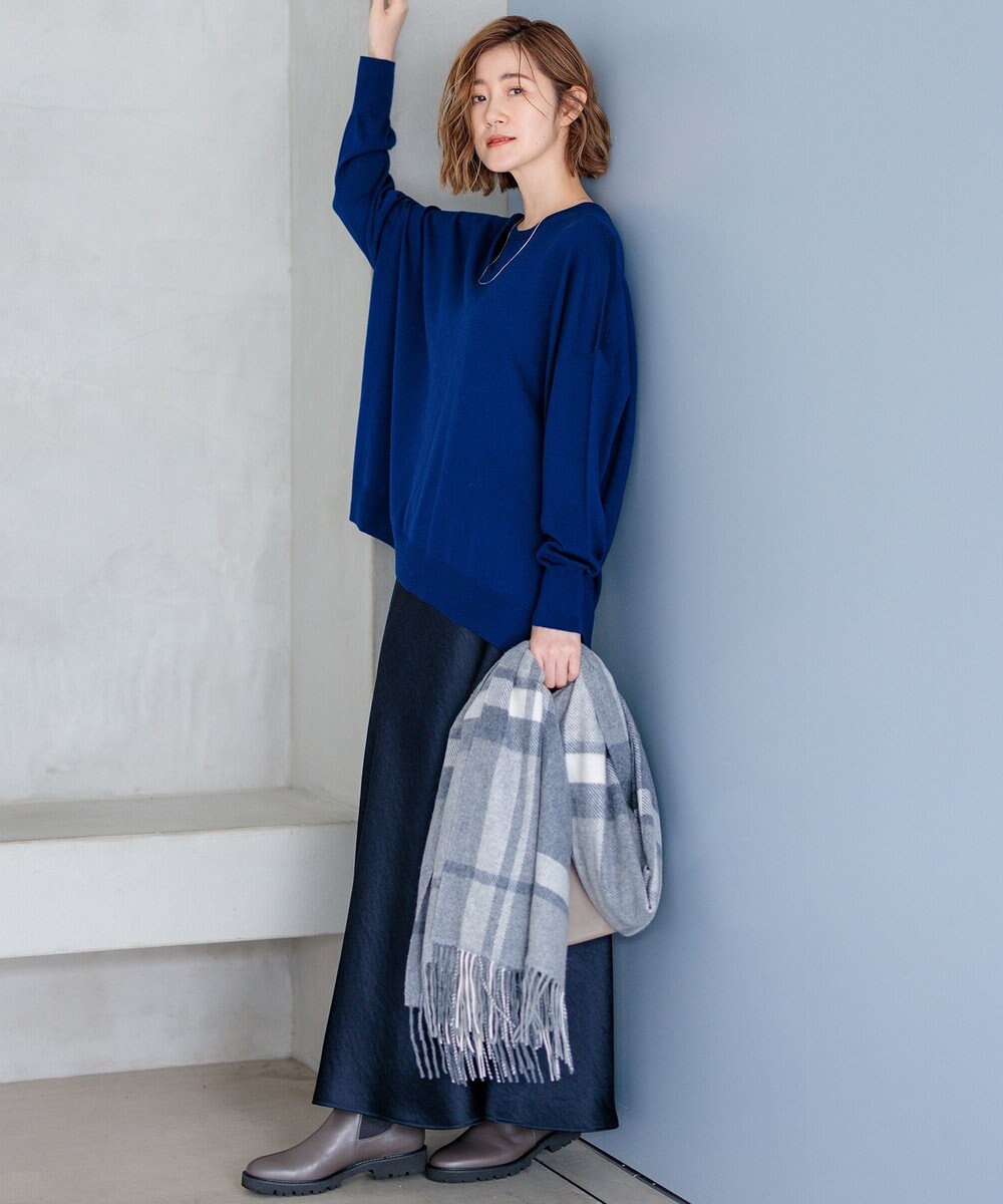 23区 【WEB限定カラーあり/洗える】ウーステッドウール ワイドシルエット ニット 