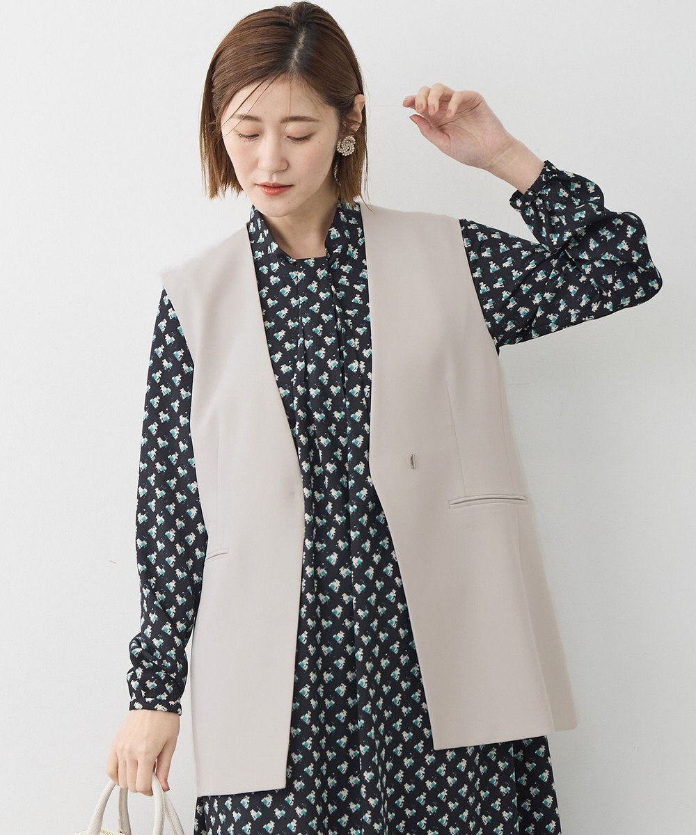 23区 【セットアップ対応/洗える】トリアセダブルジョーゼット ジレ 