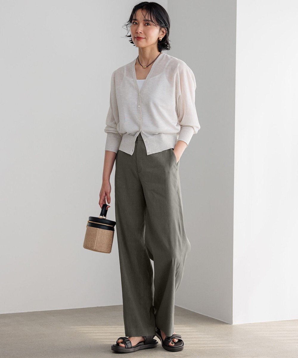 23区 【CLASSY.6月号掲載/洗える】リネンレーヨンストレッチ ワイドパンツ 
