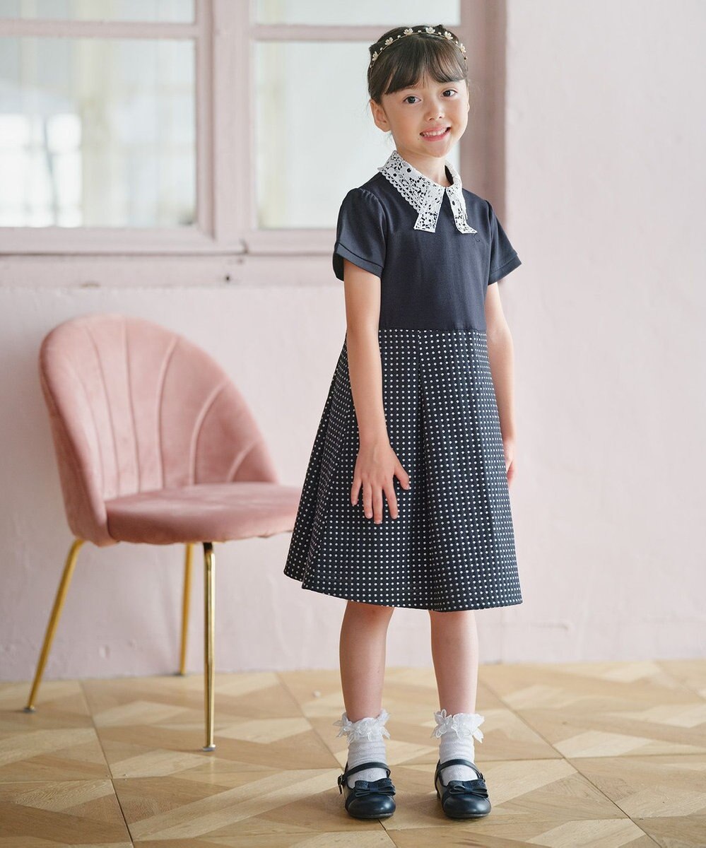 組曲 KIDS 【110-140㎝】 ドットジャガードワンピース＆ジャケットセット 