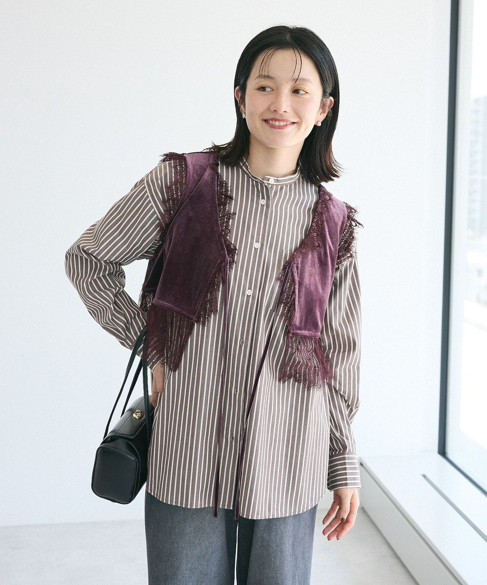 CRAFT STANDARD BOUTIQUE ベロアレース付きベスト Bordeaux