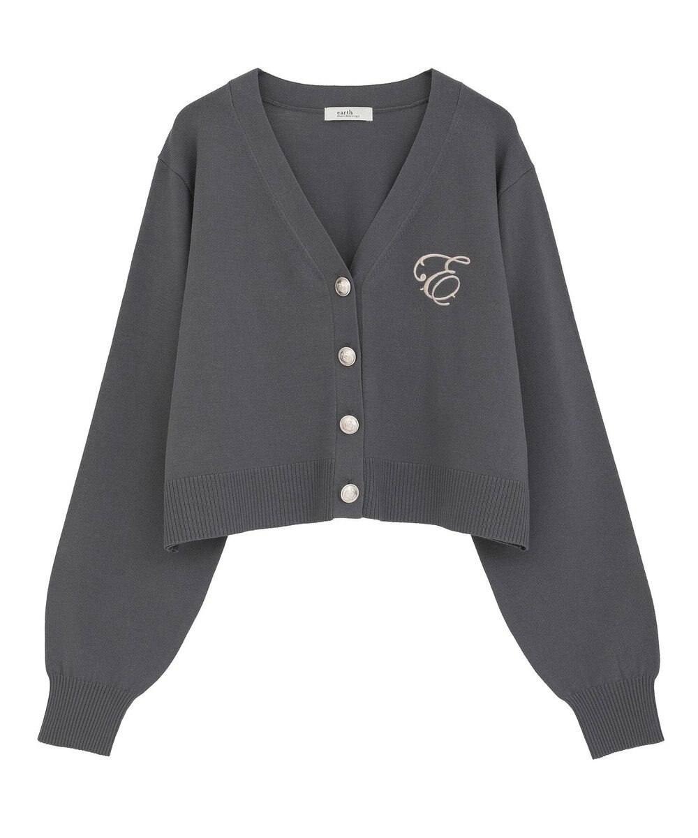 earth music&ecology ロゴ刺繍カーディガン 
