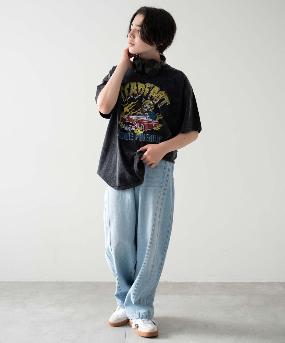 WEGO 【KIDS/150cm/160cm/ウエストゴム】イージー3Dバレルレッグデニムパンツ（JUNIOR） 