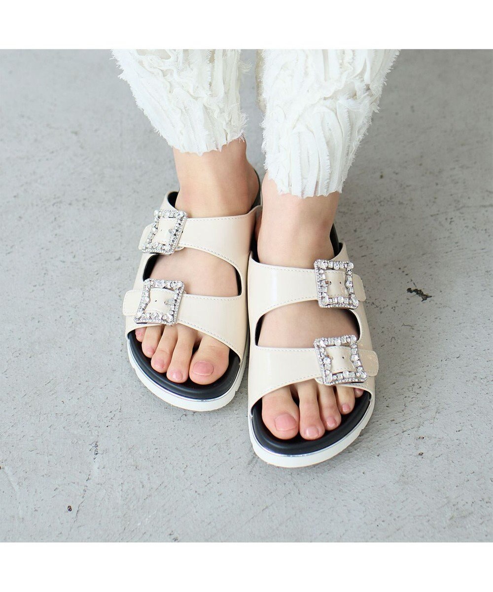 MODE ET JACOMO <carino>厚底ビジューバックルサンダル 