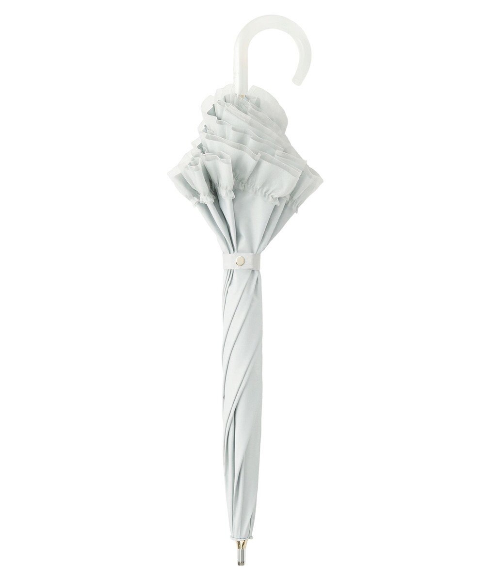 MOONBAT ランバン オン ブルー 晴雨兼用日傘 長傘 ビジュー付きオーガンジーフリル 遮光 遮熱 UV 