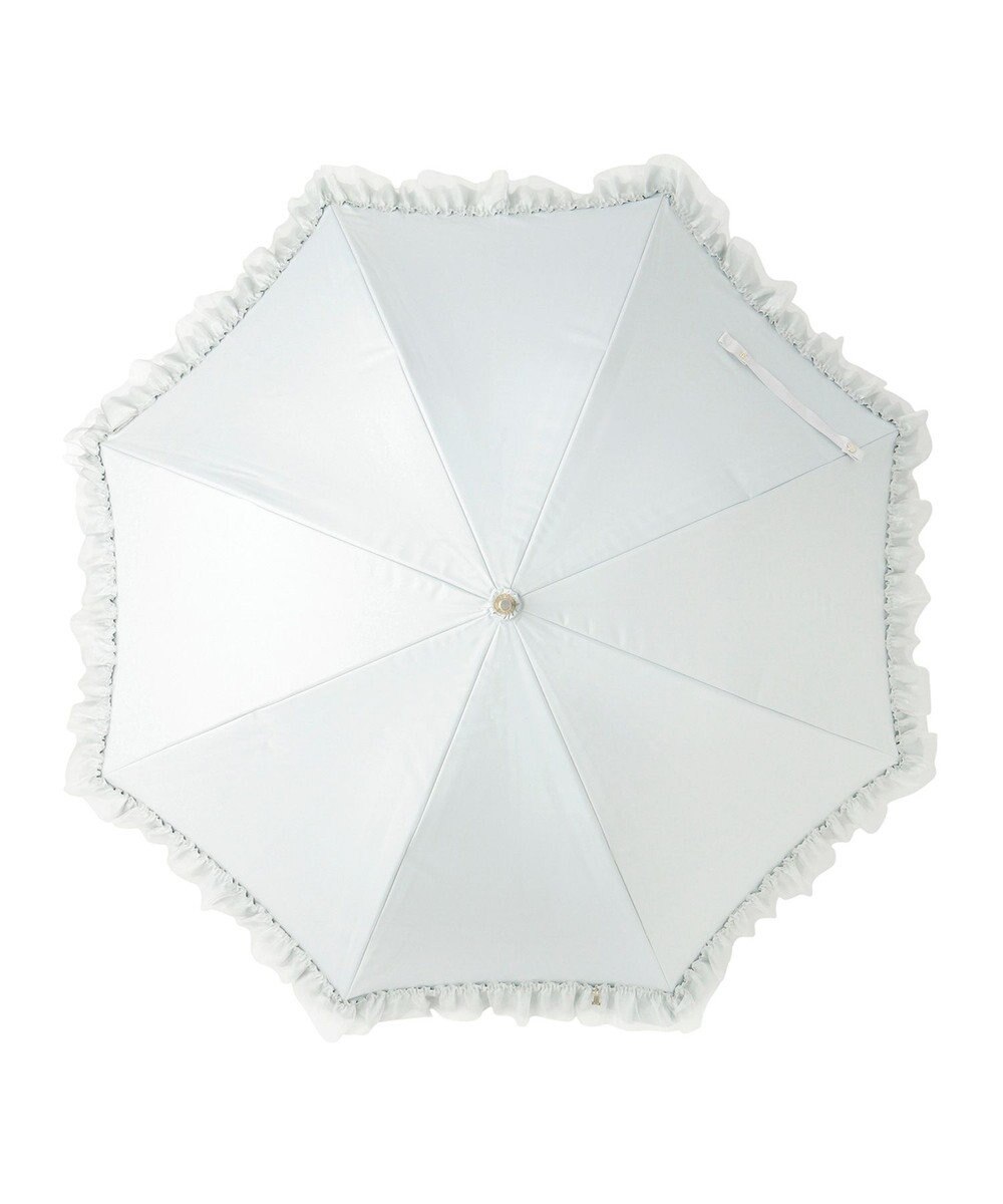 MOONBAT ランバン オン ブルー 晴雨兼用日傘 長傘 ビジュー付きオーガンジーフリル 遮光 遮熱 UV 