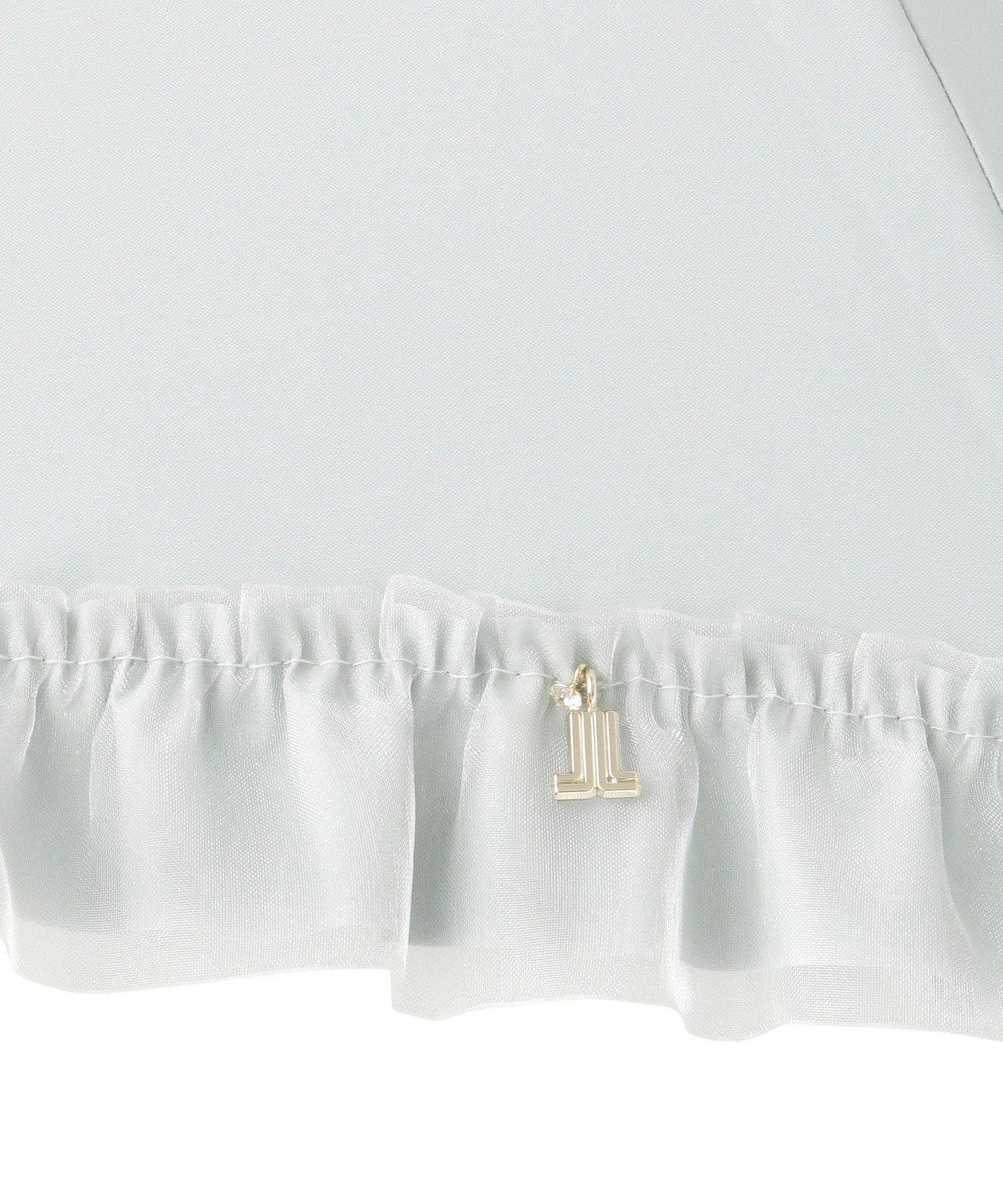 MOONBAT ランバン オン ブルー 晴雨兼用日傘 長傘 ビジュー付きオーガンジーフリル 遮光 遮熱 UV 