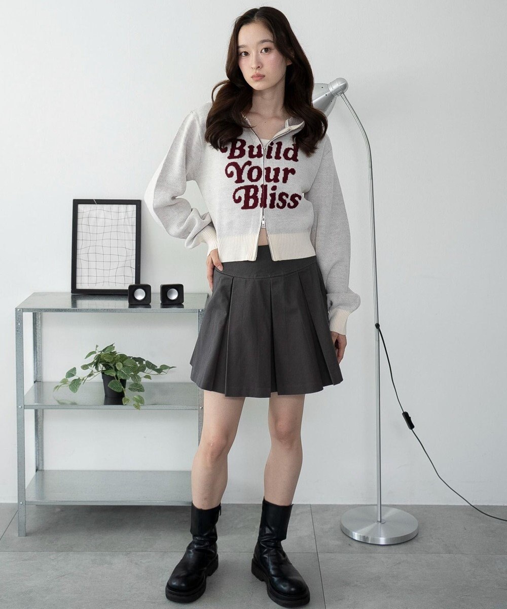 WEGO グラフィックジャガードニットZIPパーカー 