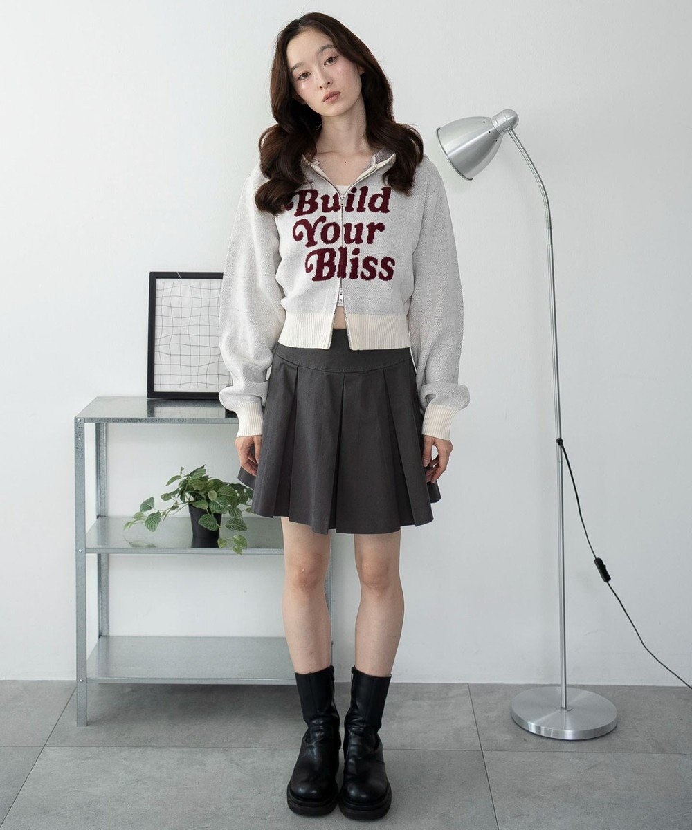 WEGO グラフィックジャガードニットZIPパーカー 