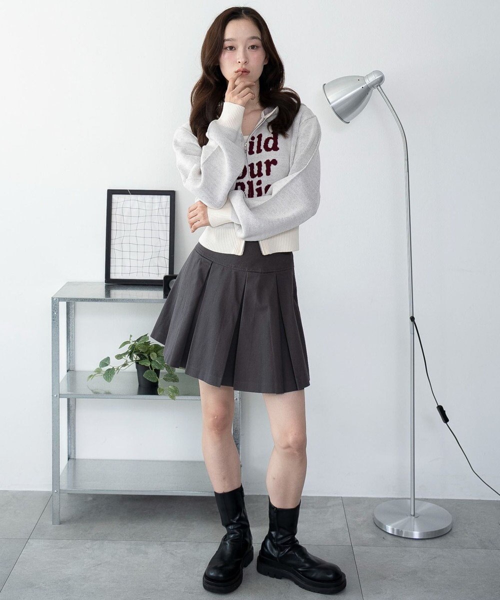 WEGO グラフィックジャガードニットZIPパーカー 