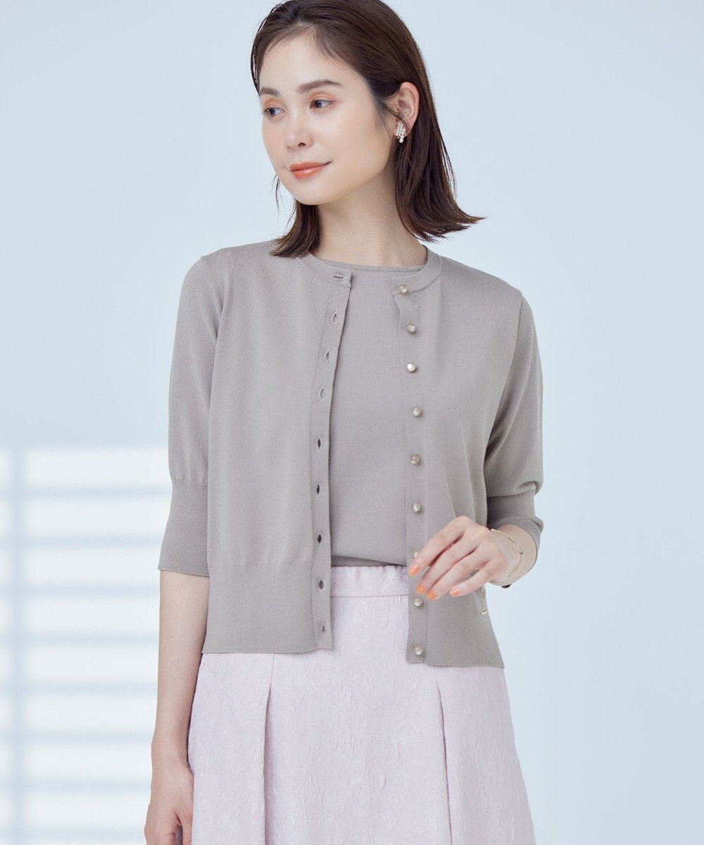 組曲 【洗える・6色展開】CANDYボタン 半袖カーディガン 