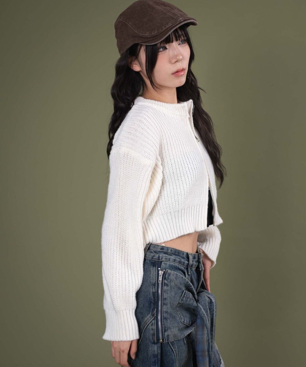 WEGO ダブルZIPニットカーデ 