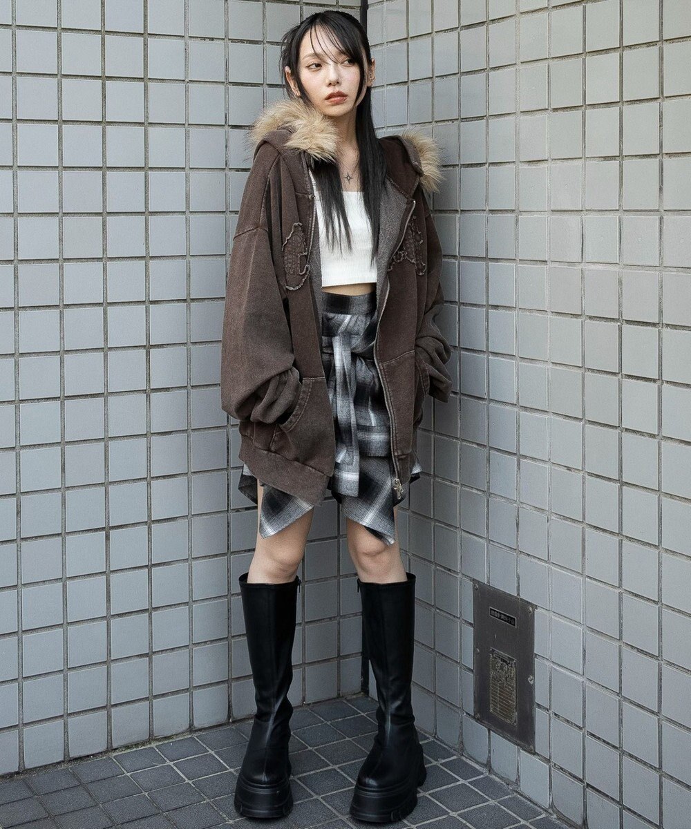 WEGO 【25年秋冬新作】ファーフードBIGZIPパーカー 