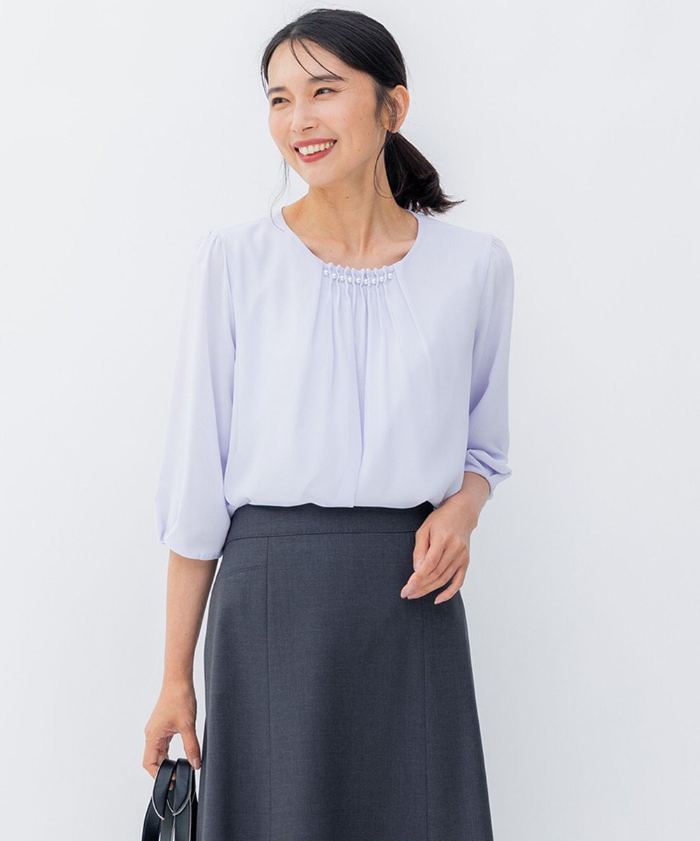 23区 【洗える】エアリーコンビジャージー パールモチーフ カットソー 