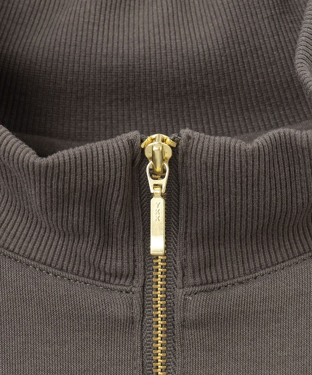 ANY 【洗濯機可】クロップド丈ダンボールハーフジッププルオーバー 