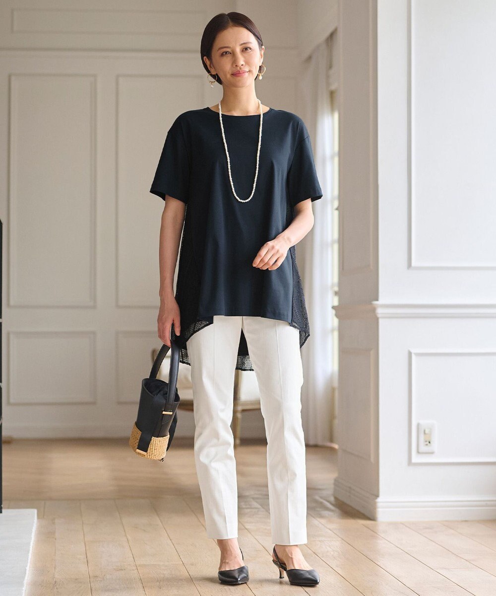 自由区 【WEB限定・洗える・XSサイズあり】レースコンビ カットソー 