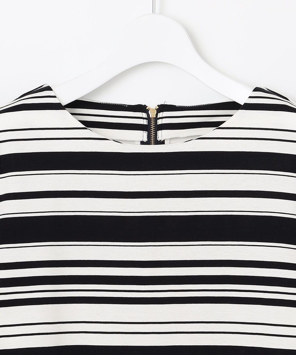 自由区 【洗える】コットンポンチボーダー クルーネック カットソー 