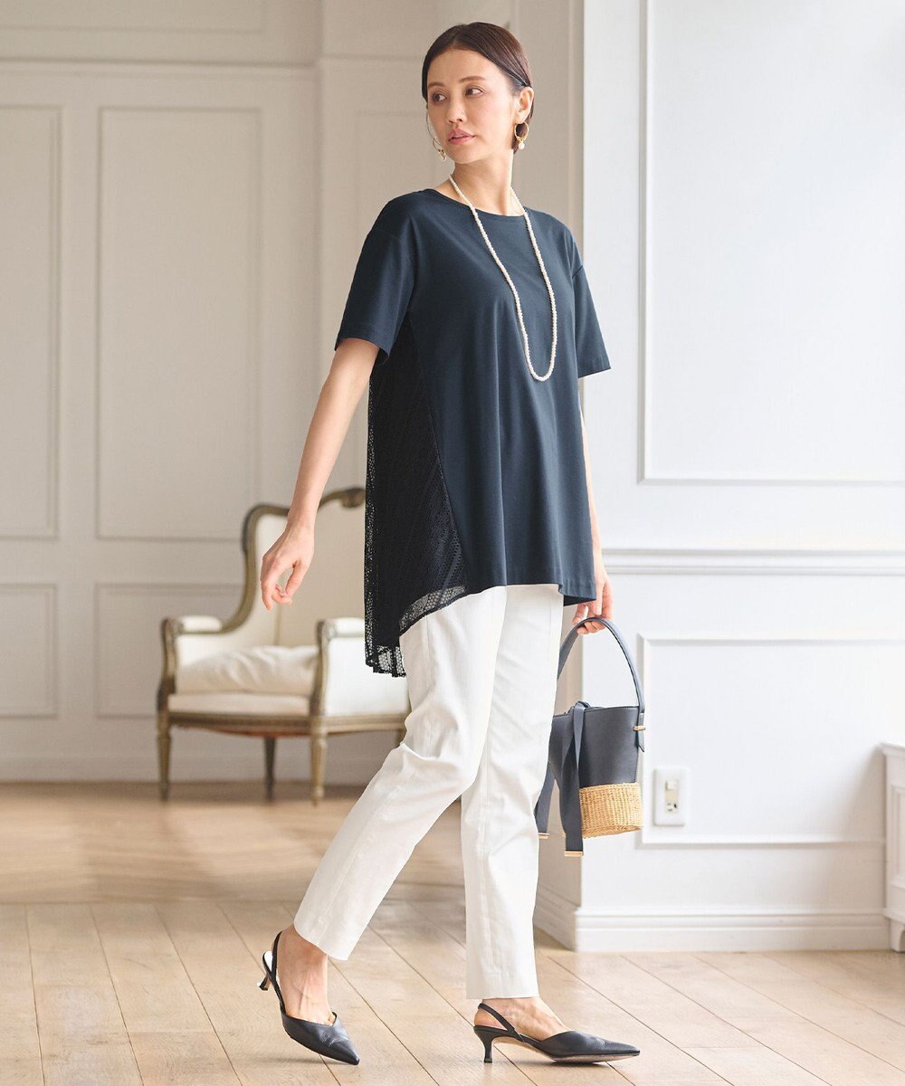 自由区 【WEB限定・洗える・XSサイズあり】レースコンビ カットソー 