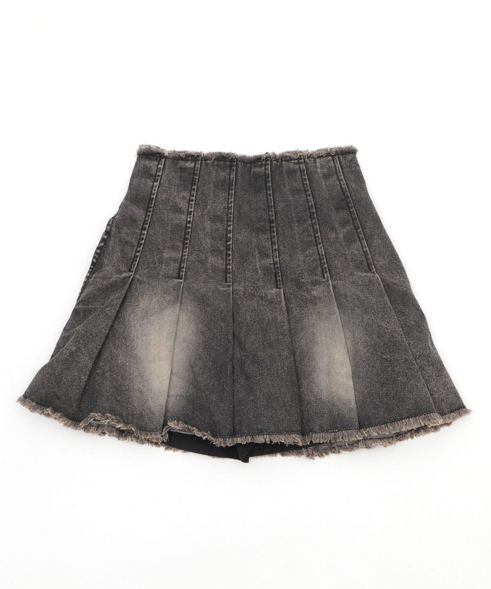 WEGO ヴィンテージウォッシュデニムプリーツスカパン 