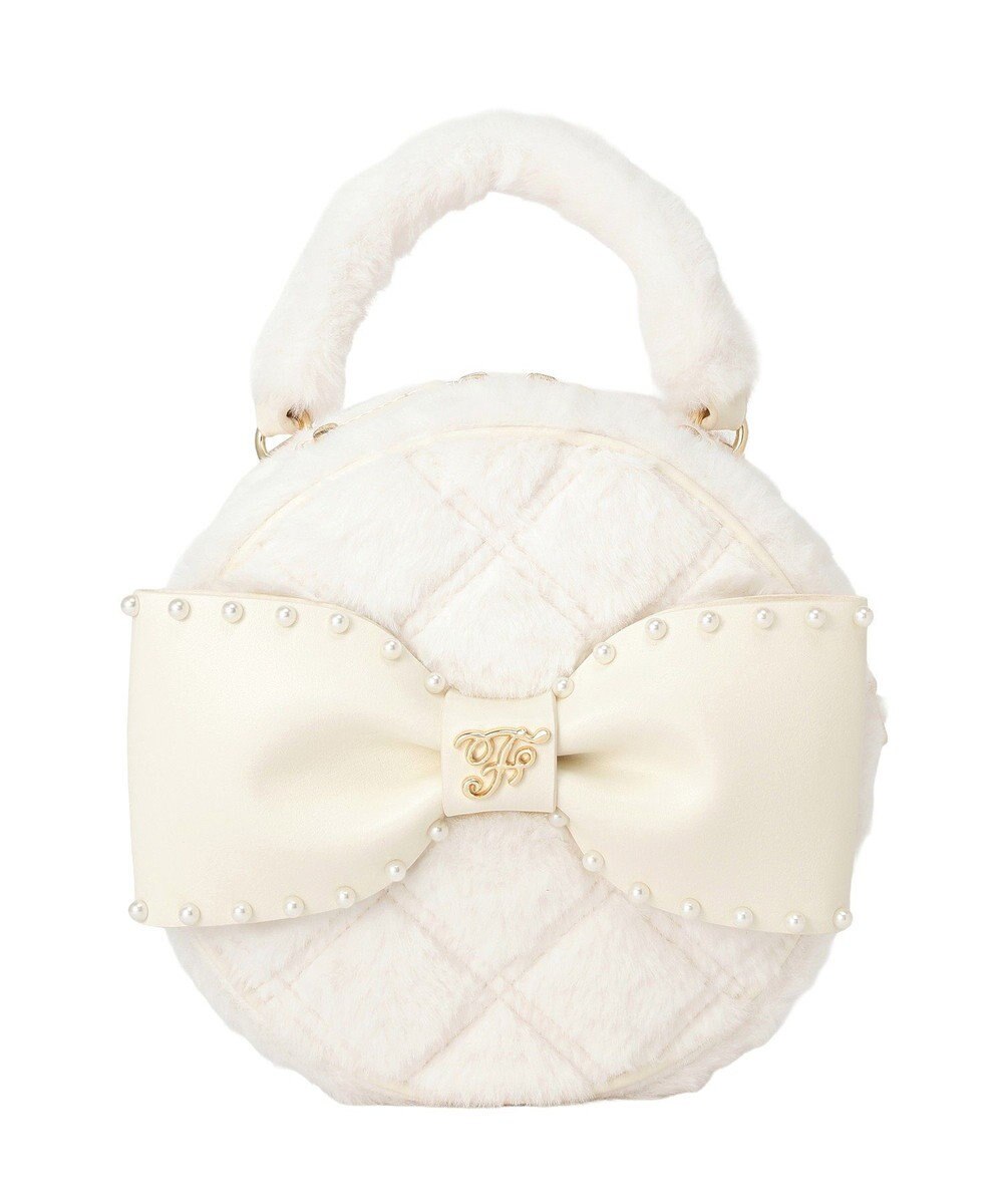 Maison de FLEUR フェイクファーパールリボンラウンドバッグ 