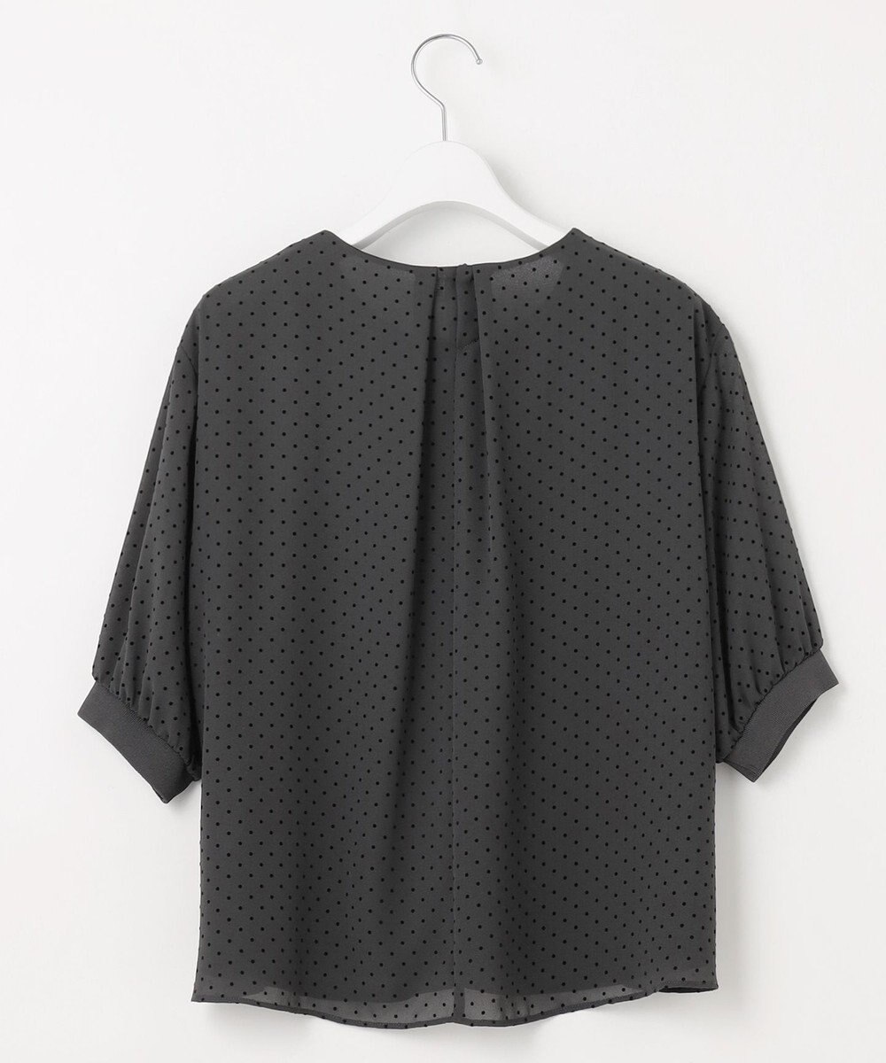 J.PRESS LADIES L 【洗える】ドットフロッキープリント フレア カットソー 