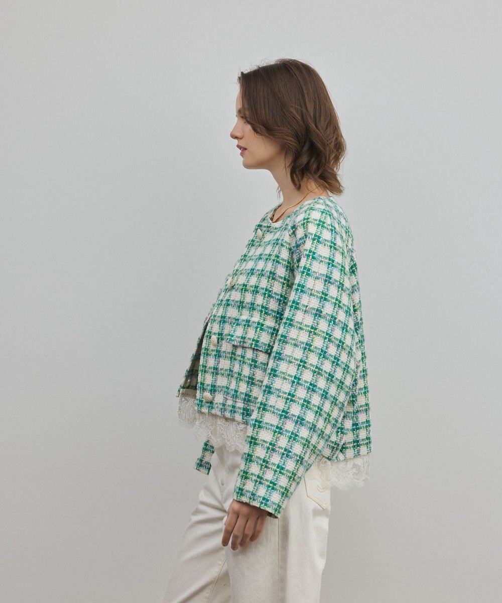 GRACE CONTINENTAL レースヘムツイードジャケット 