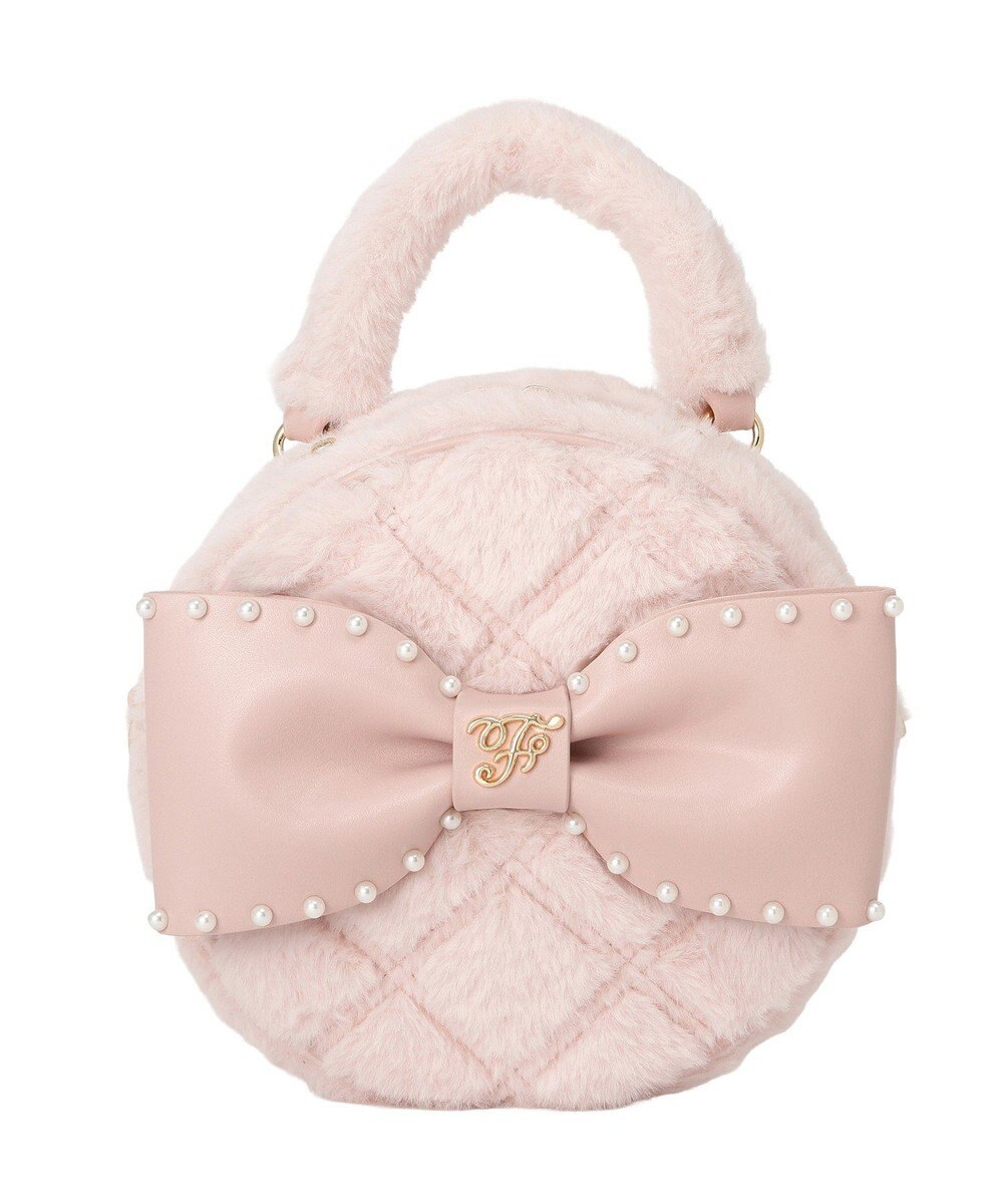 Maison de FLEUR フェイクファーパールリボンラウンドバッグ 