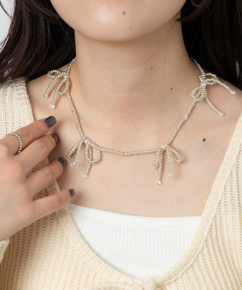 WEGO Lビーズリボンネックレス 