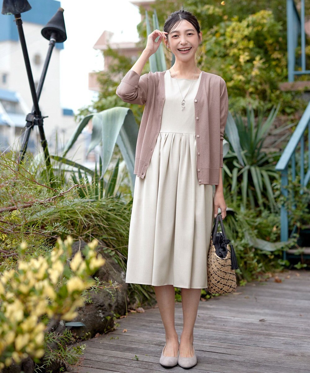 Tiaclasse L Vネックラメニットシアーカーディガン 