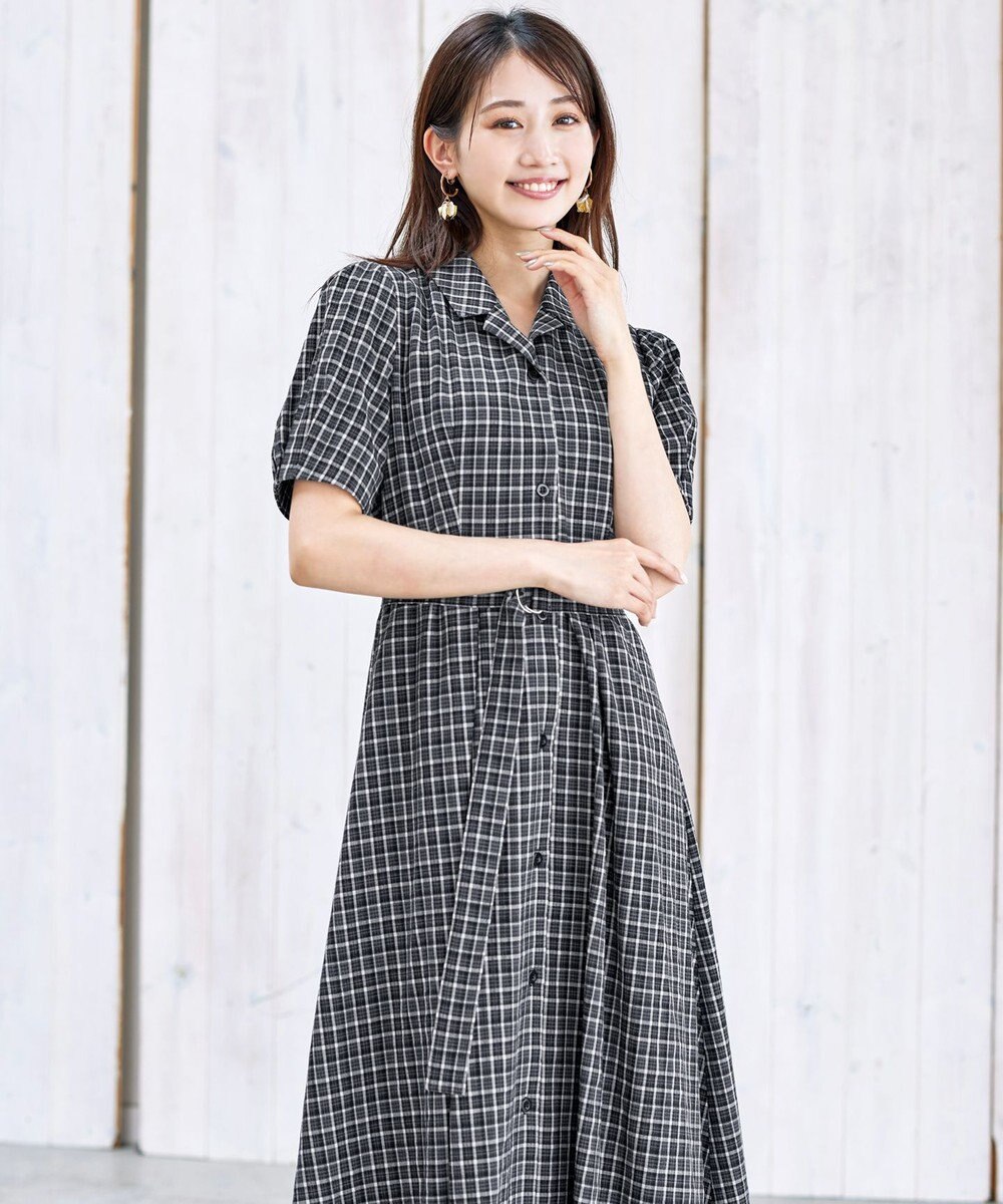 Tiaclasse L 【洗える】開襟シャツワンピース 