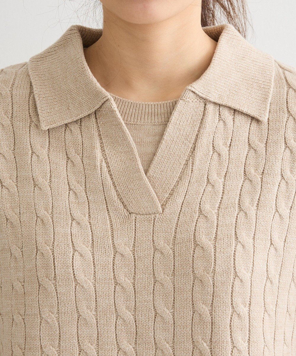 Green Parks ＳＥＴ２点ケーブルベスト＋ニットワンピース 