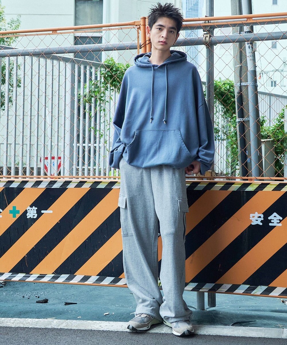 WEGO 【ウエストゴム/MLサイズ展開】ワイドカーゴスウェットパンツ 