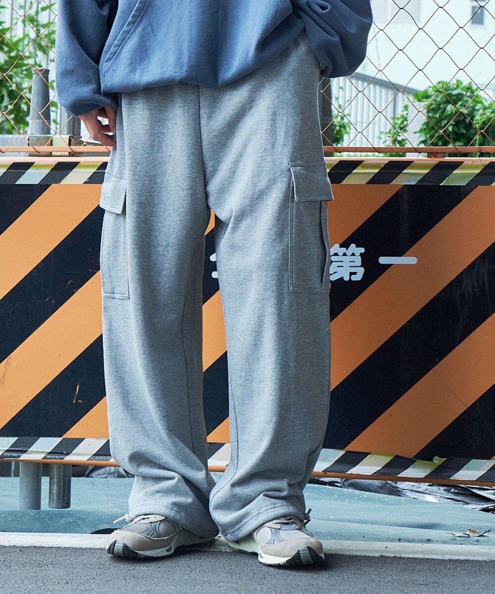 WEGO 【ウエストゴム/MLサイズ展開】ワイドカーゴスウェットパンツ 