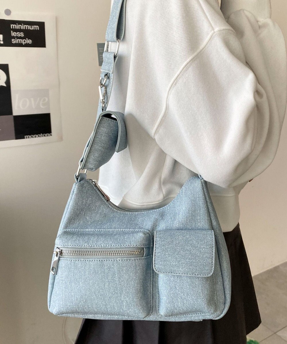 WEGO ポーチ付きランダムポケットデザインショルダー 