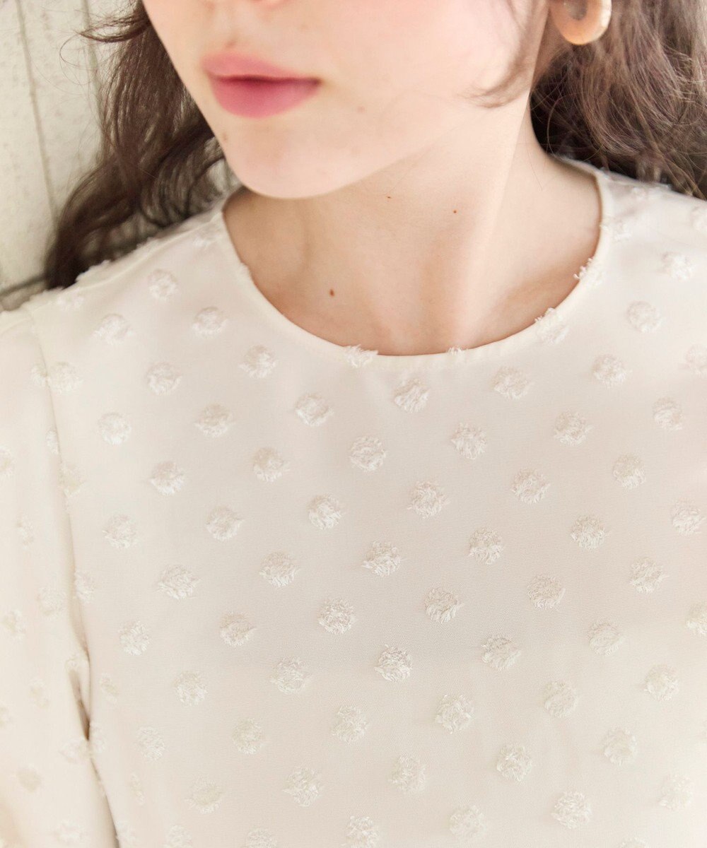 #Newans 【洗濯機可】ジャガ―ドドットペプラムブラウス 