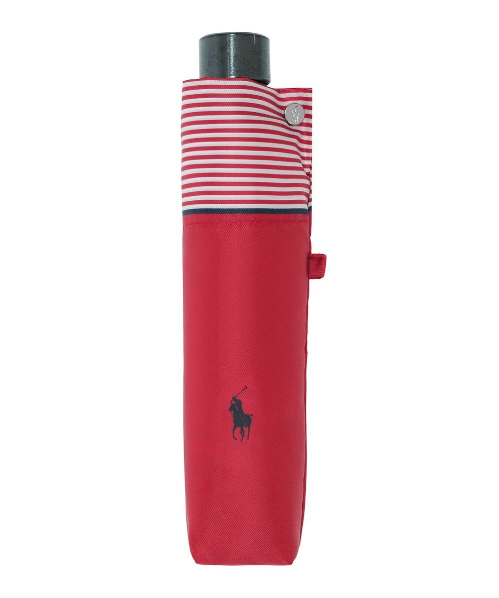 MOONBAT 【WEB限定】POLO RALPH LAUREN)（ポロ ラルフローレン）ワンポイントポロポニー×裾ボーダー 折りたたみ傘 