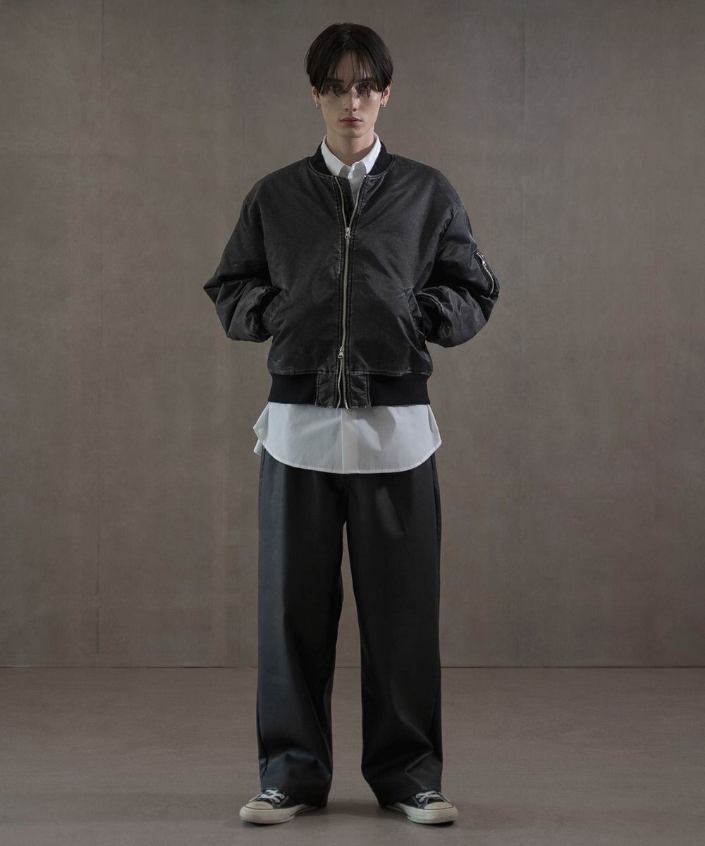 WEGO PUタックワイドトラウザー 