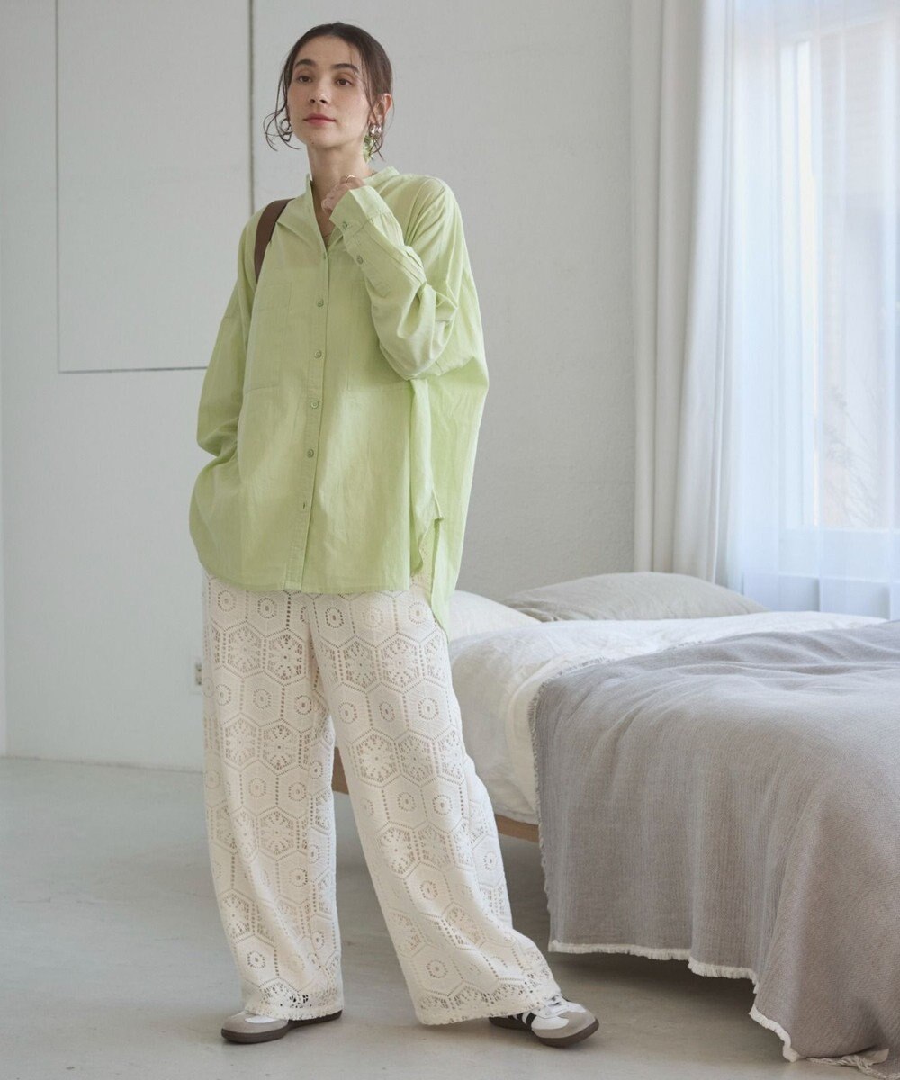 WEGO 着丈が選べる オーバーサイズ バンドカラー シャツ / ストライプ / 無地 