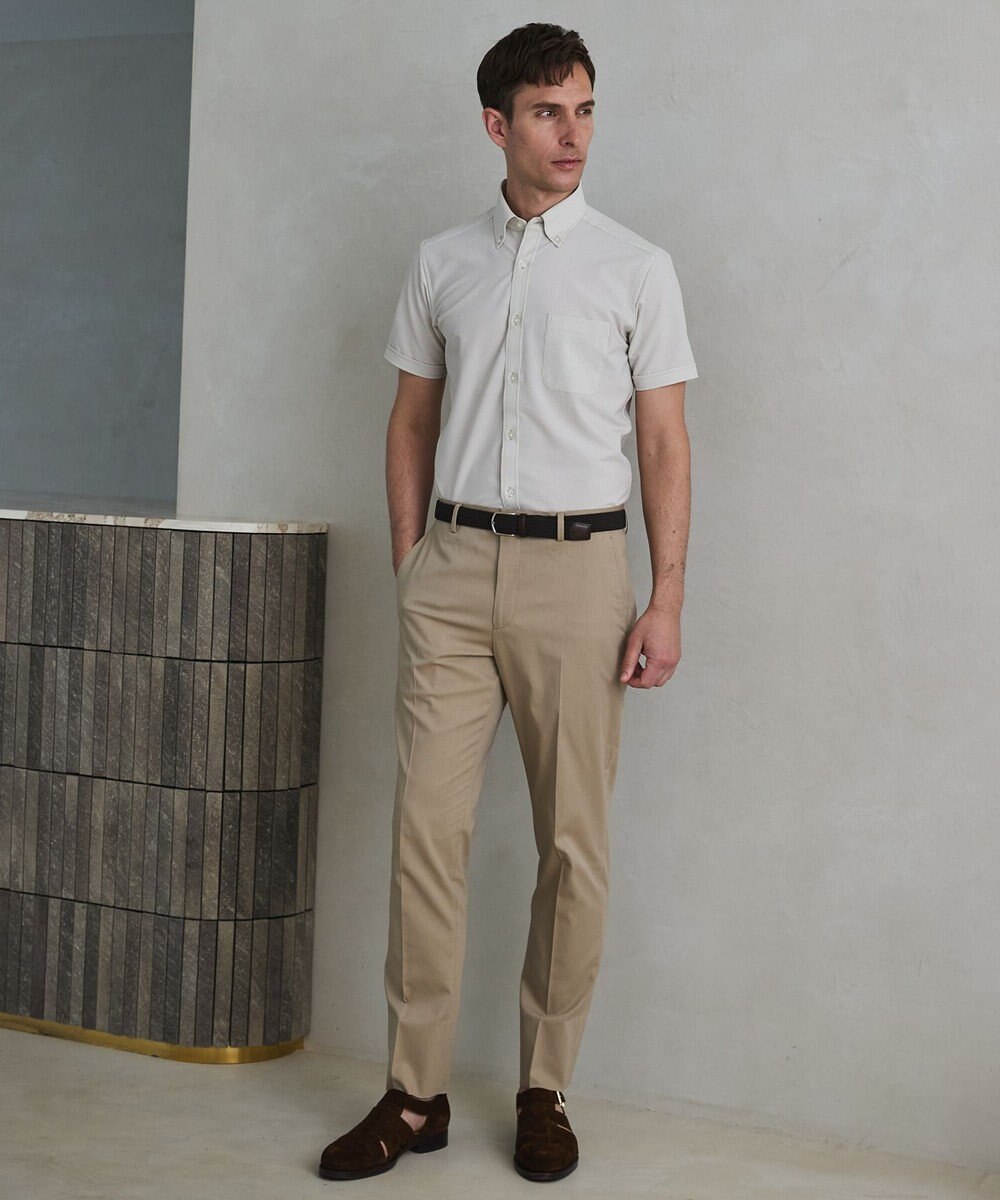 GOTAIRIKU 仕事で着られる綿パン【吸水速乾/ストレッチ/折り目加工】クールマックスコットンパンツ_ノータック（26年モデル） 