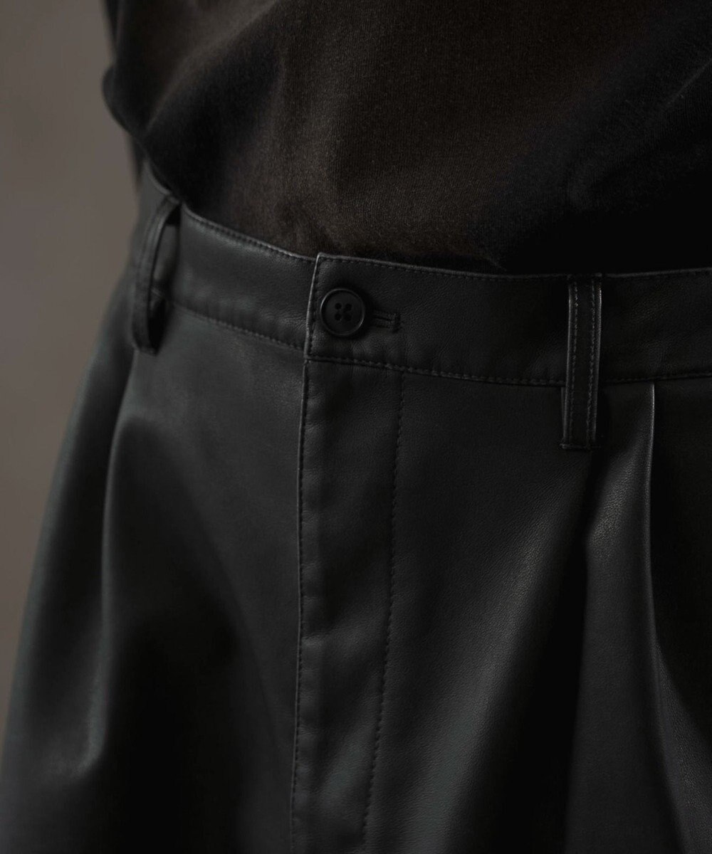 WEGO PUタックワイドトラウザー 